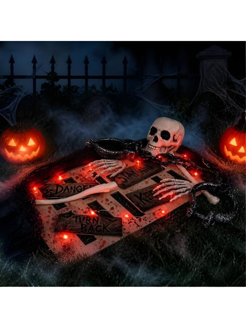 Halloween Decorations Outdoor Yard Set Including Wooden Fence Board Simulated